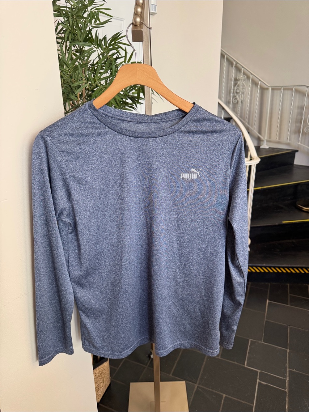 Puma Kid’s Long Sleeve Performance Tee — Heather Blue